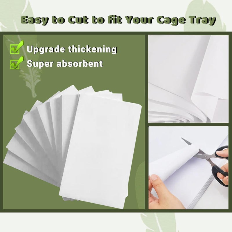 ZiKON 120 Pcs Bird Cage Liner Papers Big Size Cage Paper Liners Disposable Cage Paper Liners Precut Absorbent Cushion Pad Mat Accessories for Pet Bird Parrot - Image 3